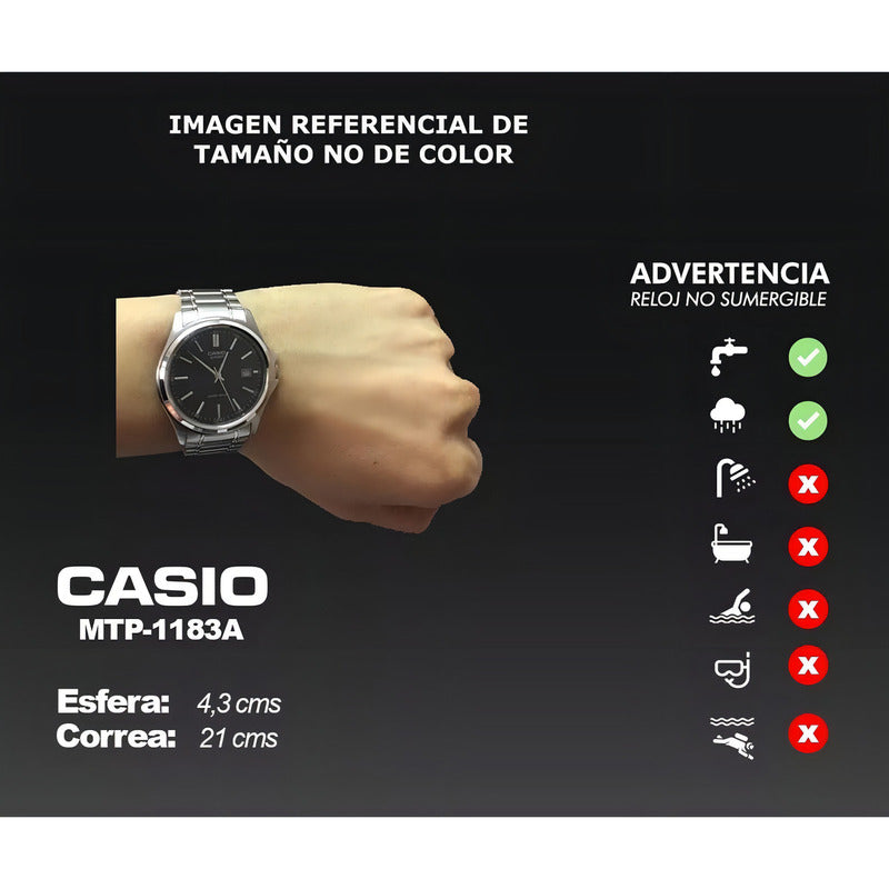 Reloj Casio Hombre Mtp-1183a-1adf Plateado Negro