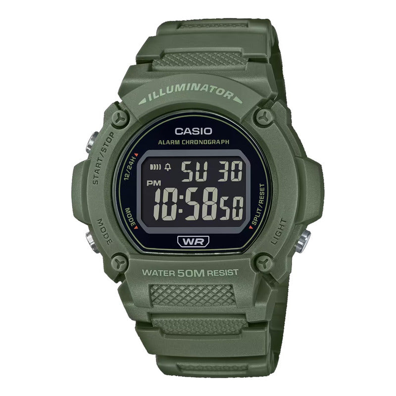 Reloj De Pulsera Casio W-219hc-3bv Original Verde Musgo Negro