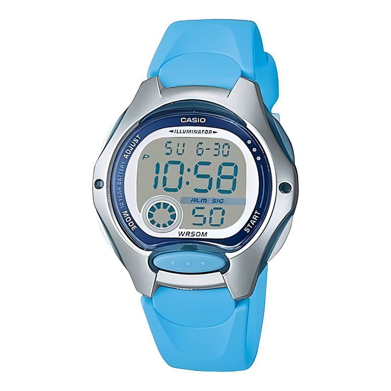 Reloj Casio Lw-200-2b Gtía. De 2 Años Local A La Calle Color De La Malla Celeste Color Del Bisel Plateado Color Del Fondo Gris