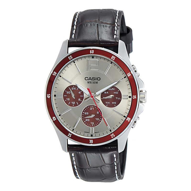 Reloj Casio Mtp1374l-7a1vdf Cuarzo Hombre Color De La Correa Marrón Oscuro