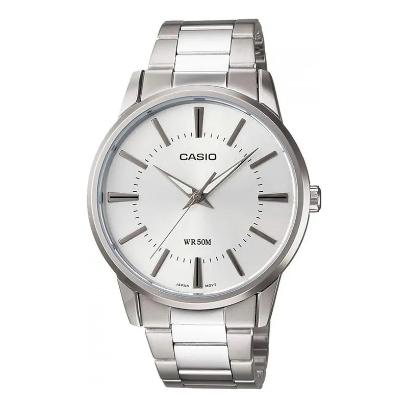 Reloj Casio Mtp1303d-7av De Cuarzo Para Hombre Con Correa De Acero Plateado Blanco