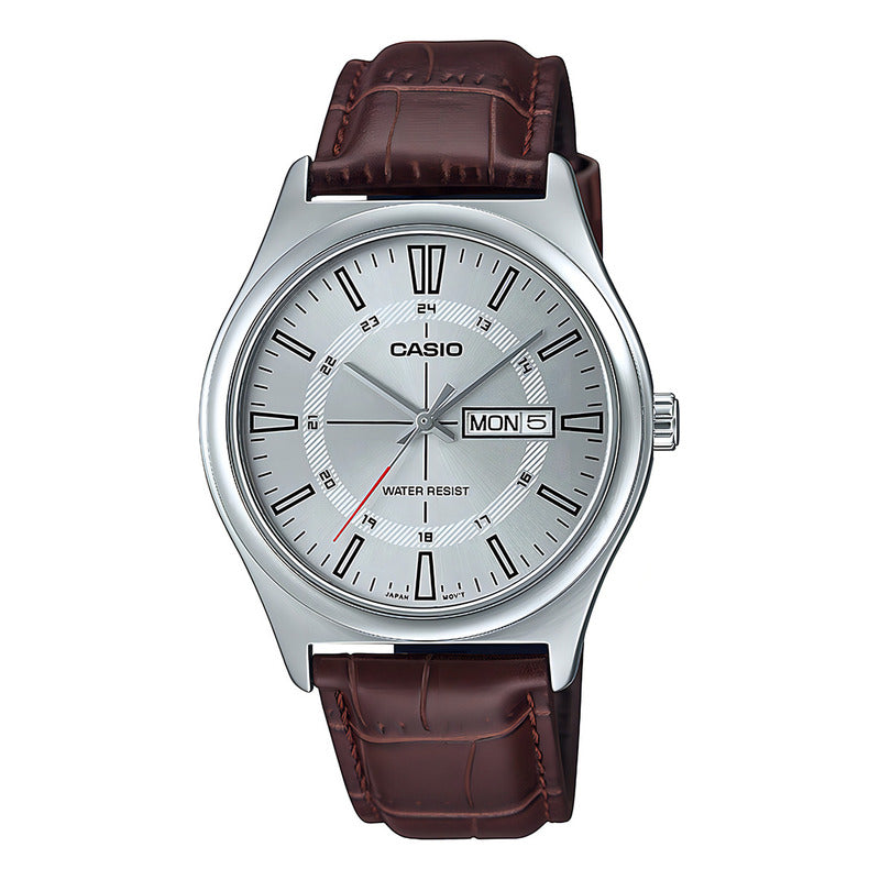 Reloj Casio Core Para Hombre Con Correa De Cuero Marrón Plateado