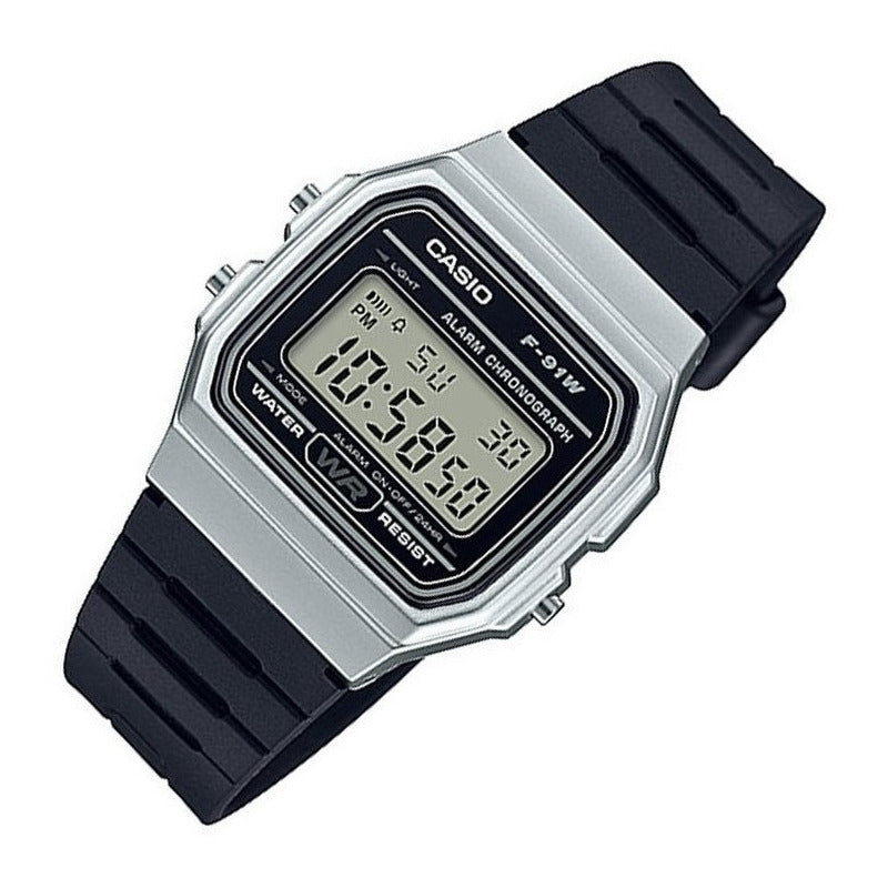 Reloj De Pulsera Casio Collection F-91wm-7a Relojesymas Negro Plateado Gris