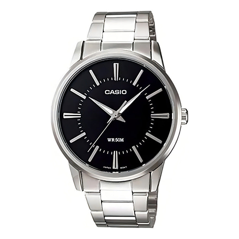 Reloj De Hombre Casio Mtp-1303d Con Correa De Acero Inoxidable Plateado Negro 1a