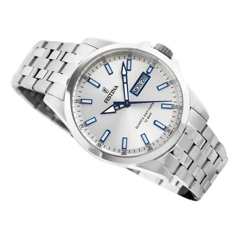 Reloj Festina Hombre Acero Clásico Fecha Sumergible F20357.1