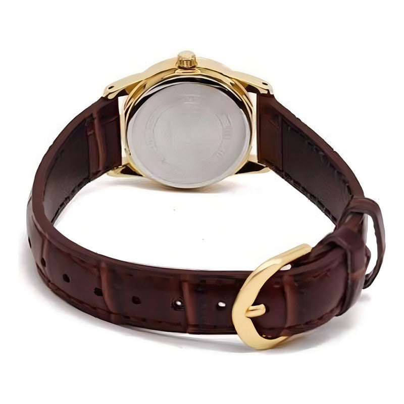Reloj Mujer Casio Ltp-v001gl-1b Origin Dorado Con Negro Marrón