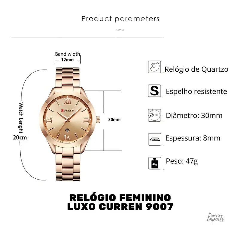 Reloj De Lujo Curren 9007-1 Para Mujer Plateado