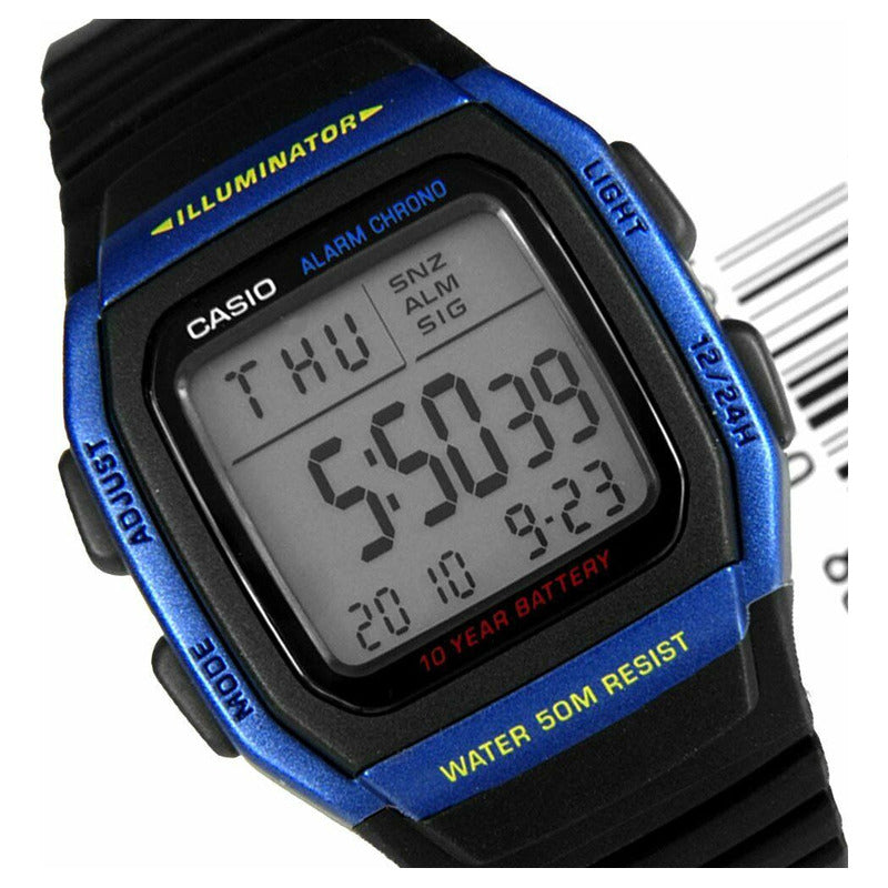 Reloj Casio W-96h-2av Cuarzo Hombre Negro Azul Plateado