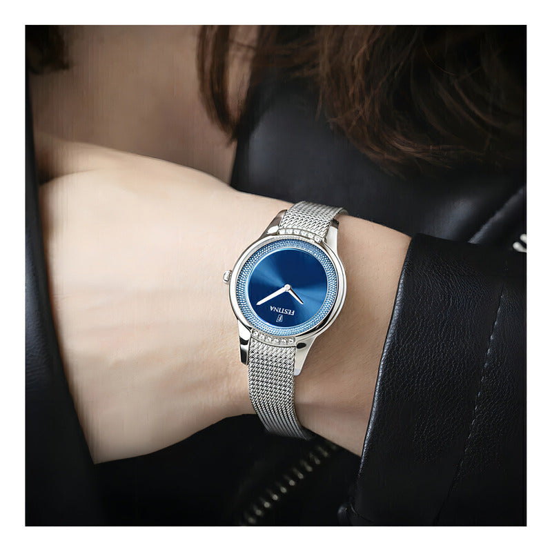 Reloj Festina F20494/2 Plateado Mujer Mademoiselle Color Del Fondo Azul