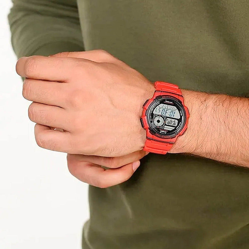 Reloj De Pulsera Casio Youth Series Ae-1000w-4a Relojesymas Rojo 4a