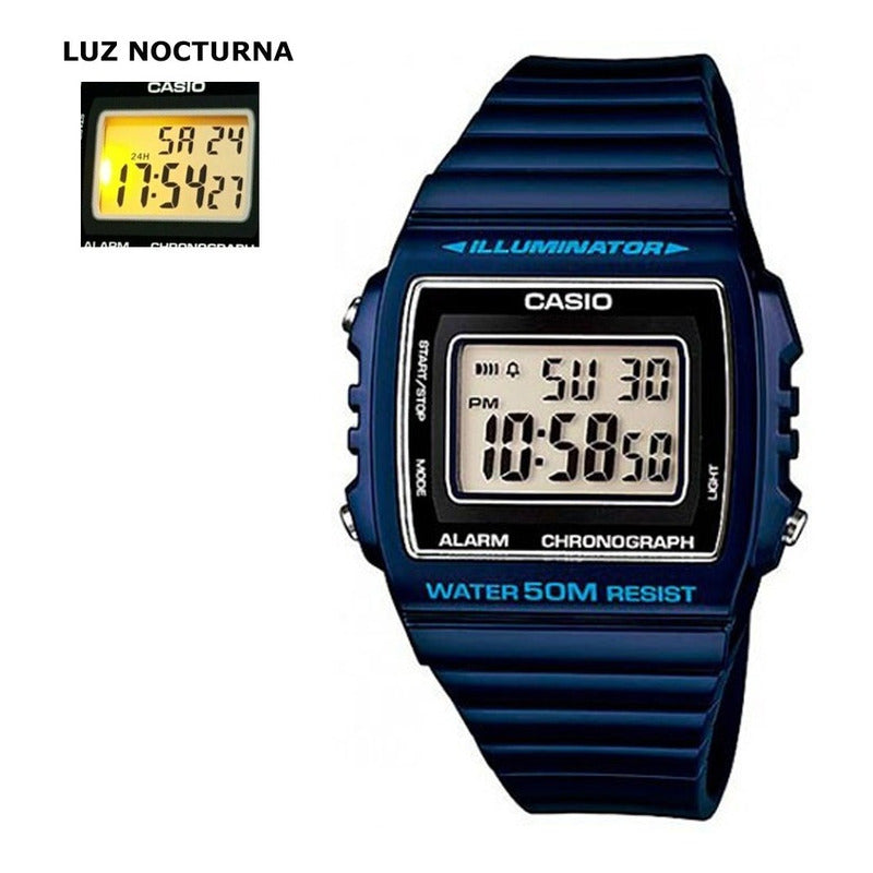Reloj Casio Deportivo W-215h-2a Original Azul Gris Oscuro