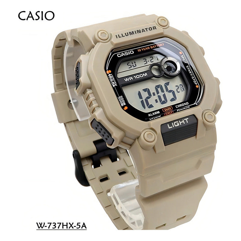 Reloj Casio W-737hx-5av Cuarzo Hombre Blanco Gris Beige