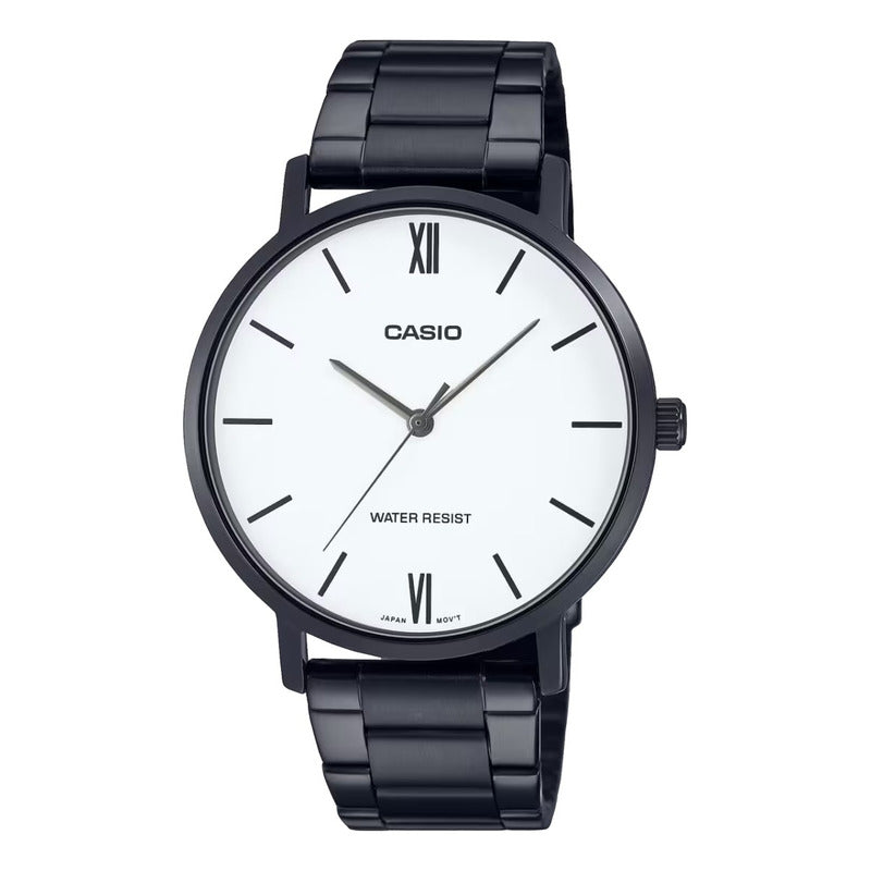 Reloj Casio Metal Hombre Mtp-vt01b-7b Original Negro Blanco