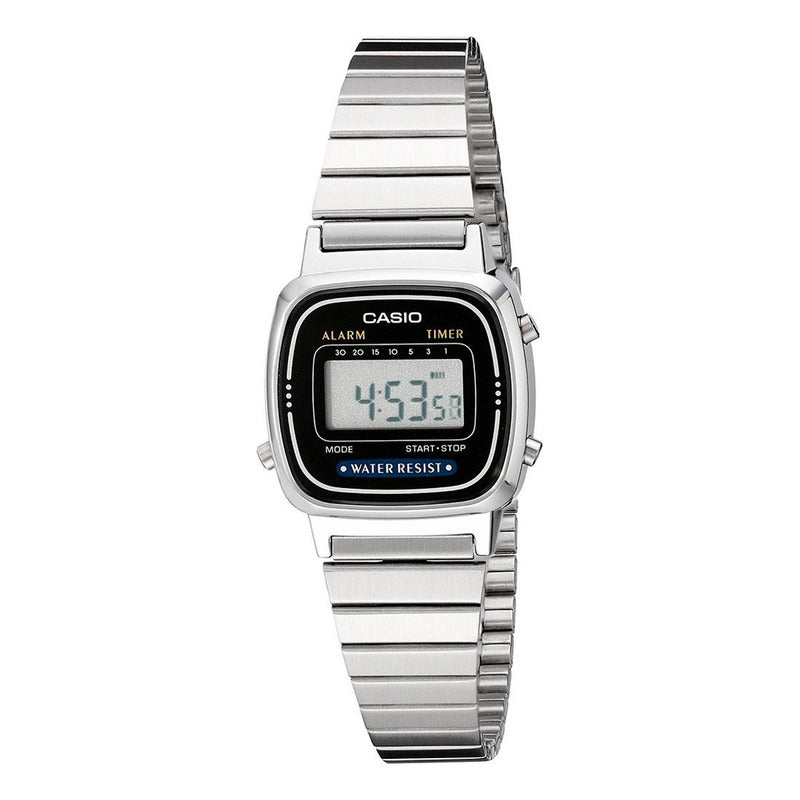 Relojes Pulsera Casio Dama La-670wa-1d Original Plata Negro