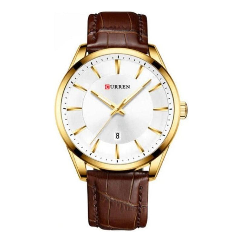 Reloj Para Hombre Curren 8365-4 Krec751802 Café Dorado