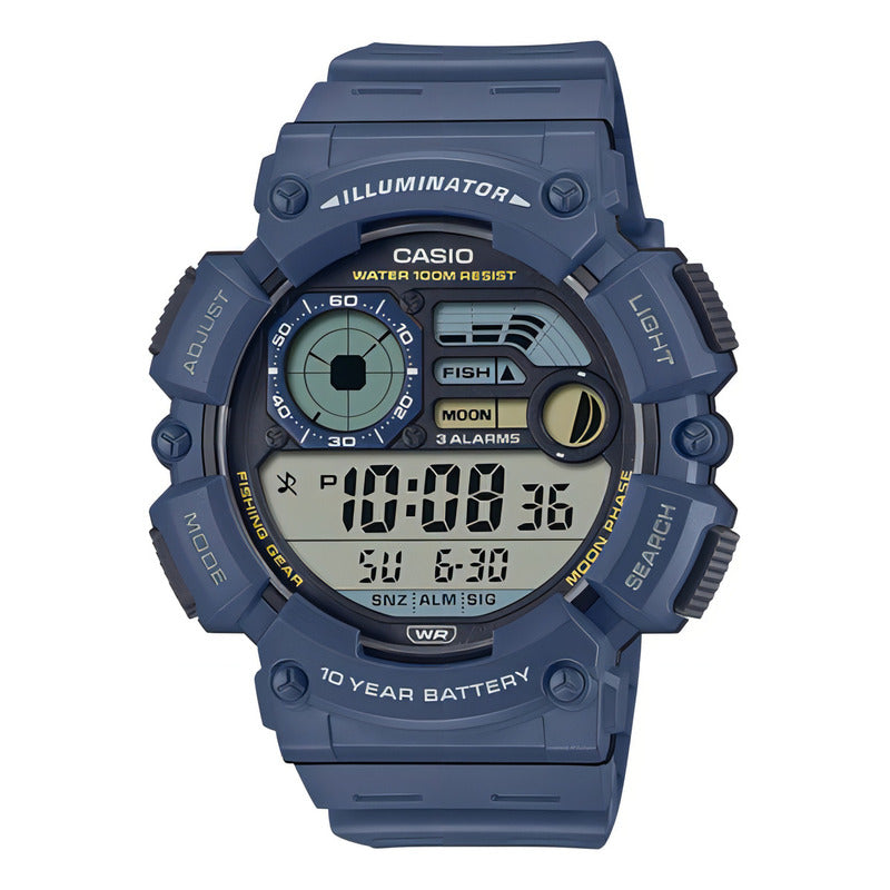 Reloj Casio Digital Ws-1500h-2a Datos Lunares Modo De Pesca Color De La Malla Azul