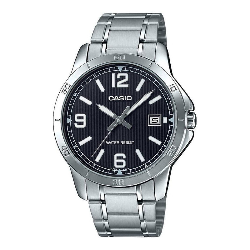 Reloj De Pulsera Casio Enticer Mtp-v004d-1b2 Relojesymas Plateado Plateado Negro