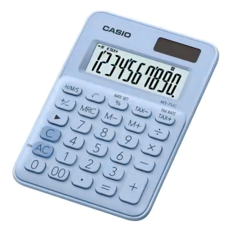 Calculadora De Escritorio Casio Mini Ms-7uc-lb De 10 Dígitos, Color Azul Claro