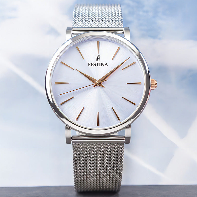 Reloj F20475-3 ORIGINAL Festina Mujer Boyfriend Collection Acero Plateado Azul Claro