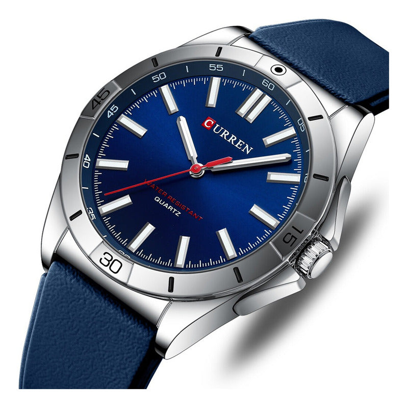 Reloj Curren 8449 Hombre Digital Negro Silicona Azul Plateado