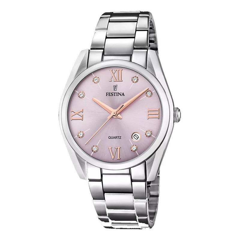 Reloj Festina The Originals F16790/d Mujer Calendario Plateado Rosa