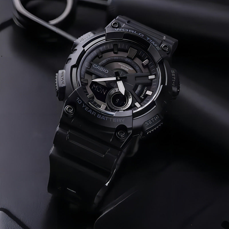 Reloj Casio Aeq-110w-1bv De Hombre, Analógico-digital Con Cronógrafo Y Alarma Negro