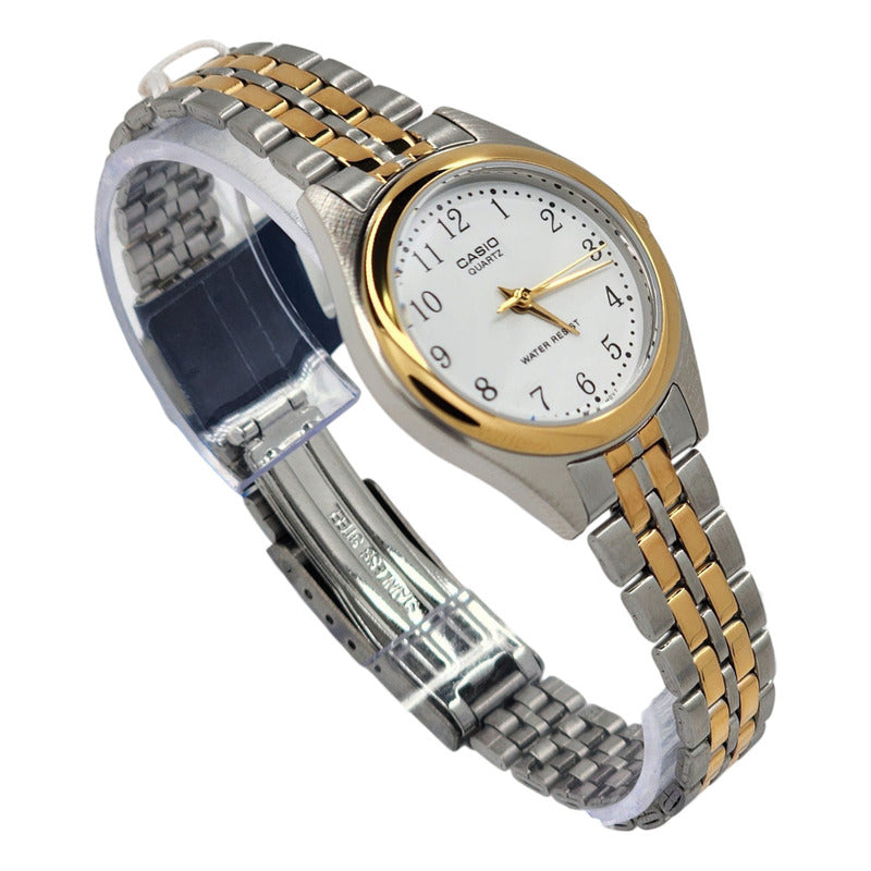 Reloj Casio Dama Ltp-1129g-7bh Dorado Y Plateado