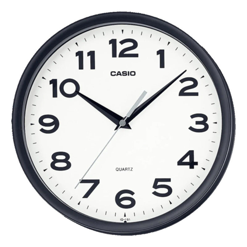 Reloj De Pared Casio Silencioso Iq-151-1 Original Negro Blanco