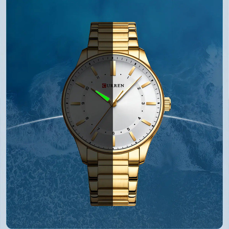 Relojes Casuales De Cuarzo Inoxidable Curren 8430 Para El Hogar Con Fondo Plateado/azul Negro