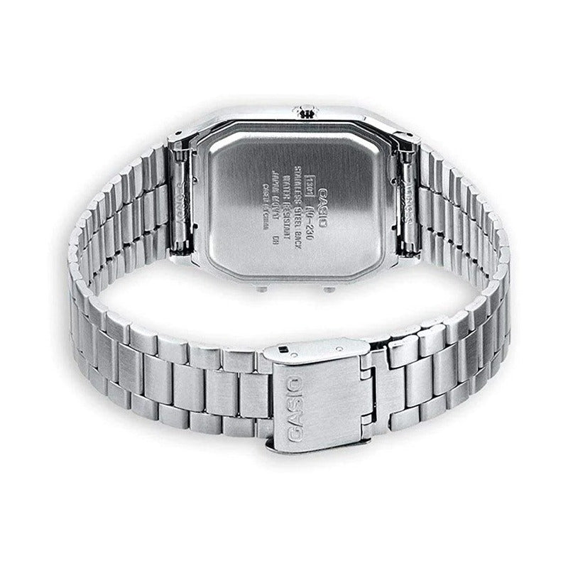Reloj De Pulsera Casio Aq-230a-1d Relojesymas Plateado Plateado Negro/gris