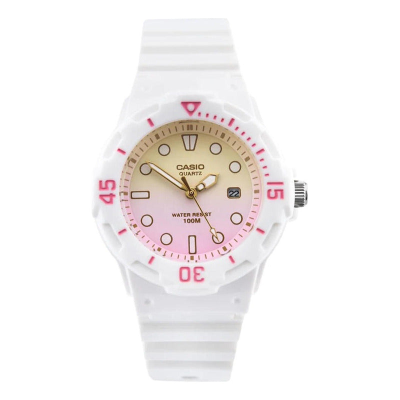 Reloj Casio Mujer Lrw-200h-4e2vdr Blanco Rosa/amarillo