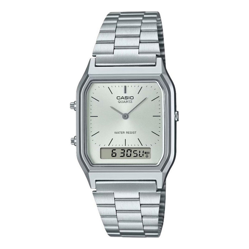 Reloj Casio Aq-230a-7a Analogo Digital Original Plateado Gris
