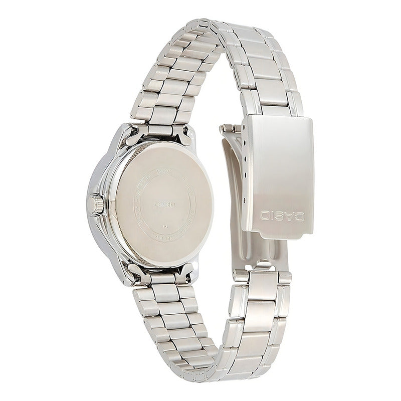 Reloj Casio De Mujer Analógico Con Correa De Acero Inoxidable Y Fondo Azul Plateado Azul Ltp-v004d-2b