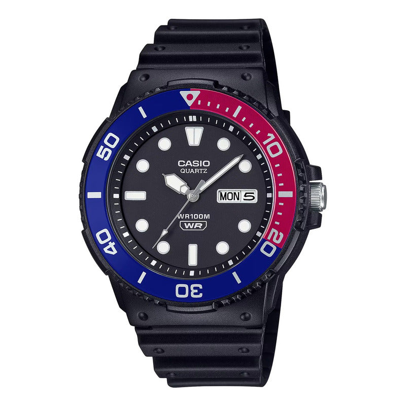 Reloj Casio  Hombre Mrw-230h-1e2v Sumergible Negro Rojo/azul