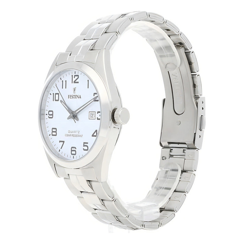 Reloj Festina Hombre Colección Acero Clásico F20437/1 Color De La Correa Plateada Color Del Bisel Plateado Color Del Fondo Blanco