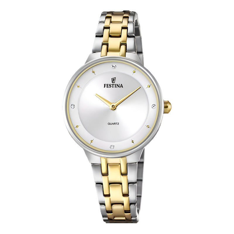 Reloj Festina Dama Mademoiselle F20625.1 Acero Inoxid 5bar Plateado Y Dorado Plateado