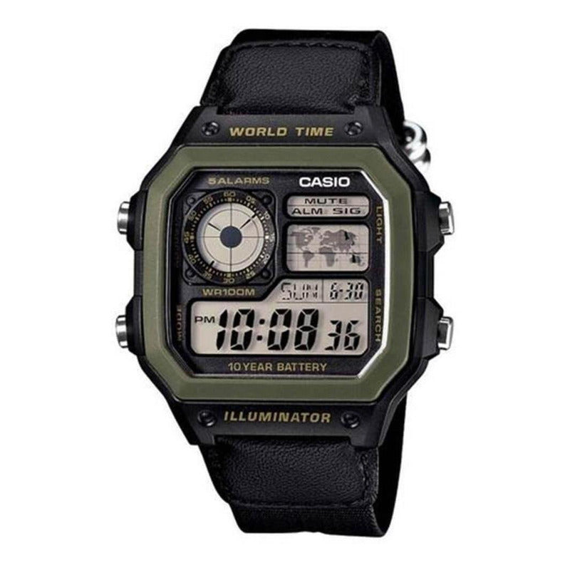 Reloj Pulsera Casio Collection Ae-1200whb-1b Relojesymas Negro Verde