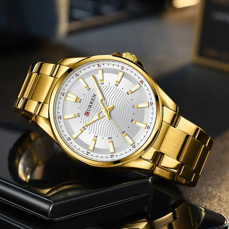 Relojes Luminosos Inoxidable Para Hombre Curren 8424-3 Gold/white
