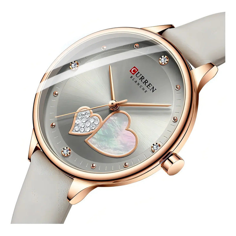 Relojes De Cuarzo De Cuero Elegante Curren Para Mujer 9077 Gris