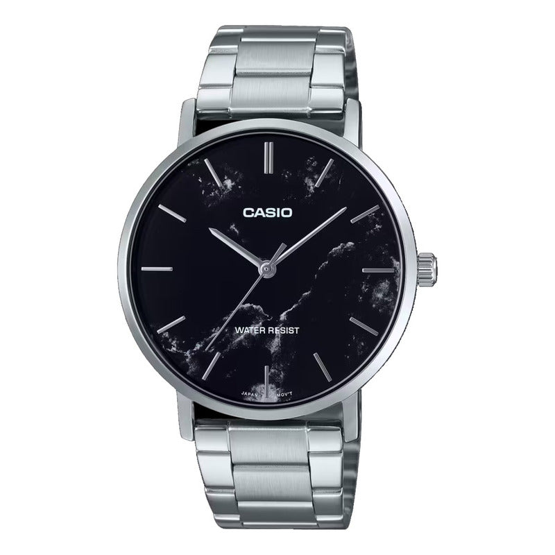 Reloj De Pulsera Casio Dress Mtp-vt01dm-1a Original Plateado Negro