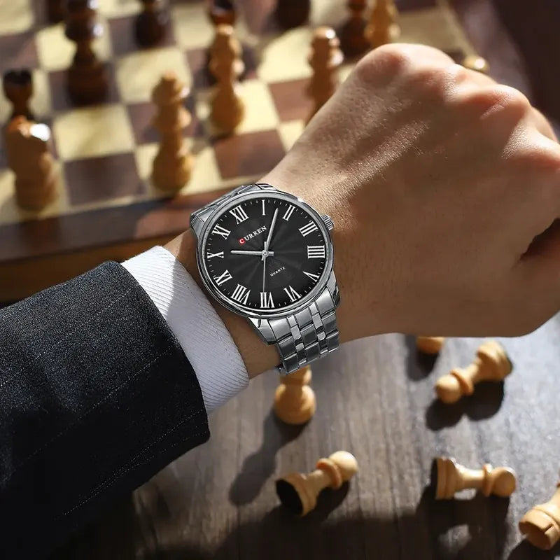 Reloj De Hombre Con Esfera Grande Curren 8422-2 Plateado Silver/black