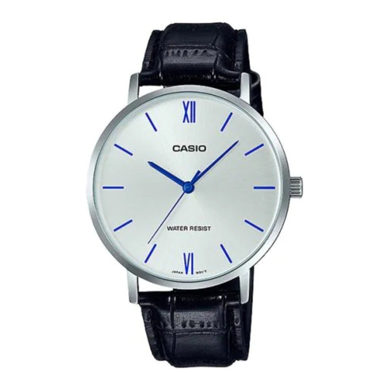 Reloj De Pulsera Casio Dress Mtp-vt01l-7b1 Original Negro Plateado