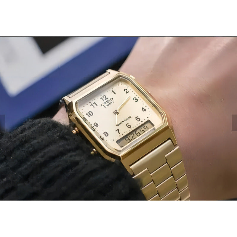 Reloj Casio Vintage Dorado Para Hombre Con Cronógrafo Y Alarma