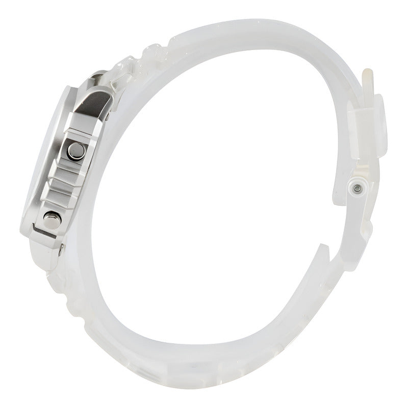 Reloj Casio Juvenil Dama La-20whs-7a Color De La Malla Transparente Plateado Blanco