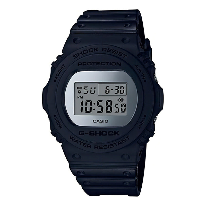 Reloj Pulsera Digital Casio Dw-5700 Con Correa De Resina Color Negro - Fondo Plateado/gris