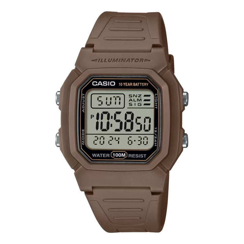 Reloj Casio Digital W-800h-5av Original Caqui Caqui Gris