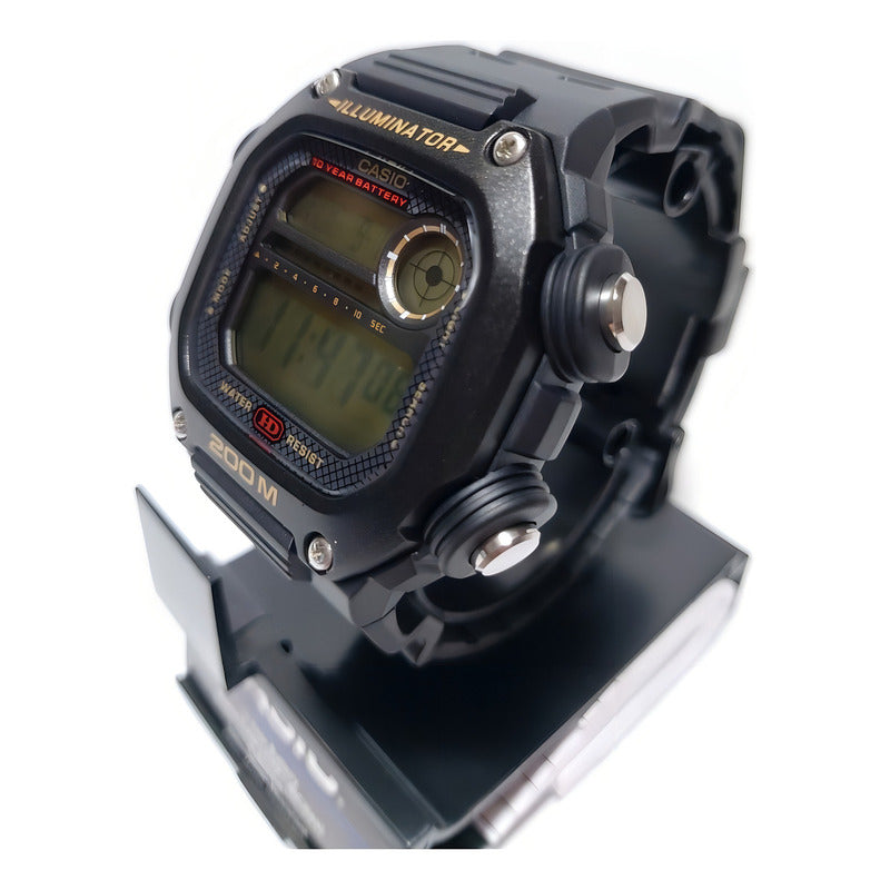 Reloj Pulsera Digital Casio Dw-291 Con Correa De Resina Color Negro - Fondo Beige
