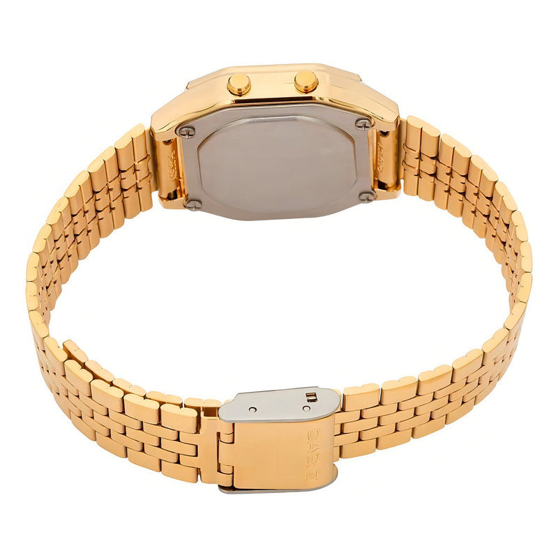Reloj Casio Digital Dorado Para Mujer Con Correa De Acero Inoxidable Negro
