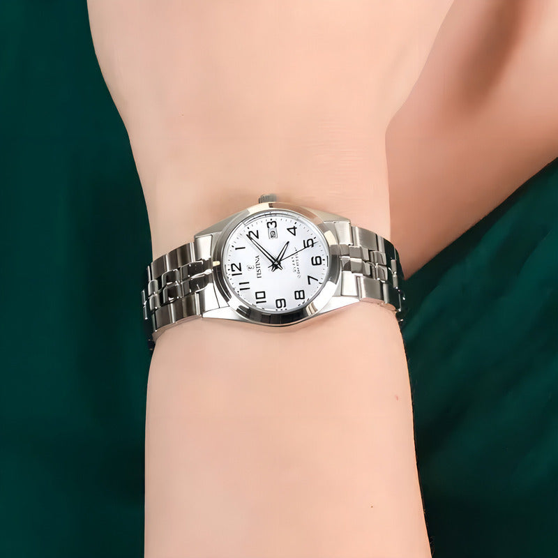 Reloj Festina F20438/1 Acero Dama Sumergible Color De La Malla Plateado Color Del Bisel Plateado Color Del Fondo Blanco