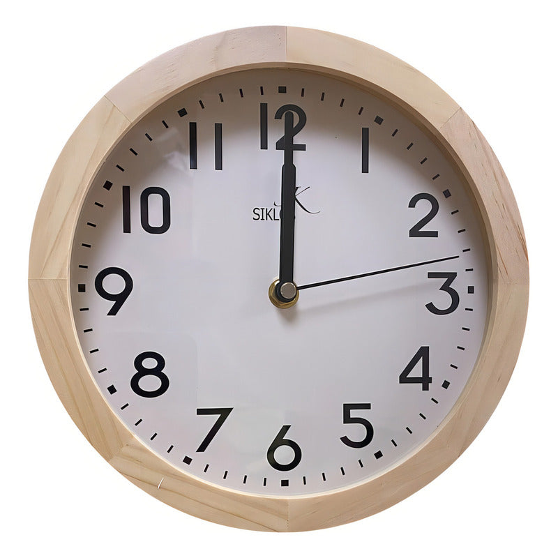 Reloj De Pared Siklos 20cm Madera Marrón Claro Análogo Vintage Blanco